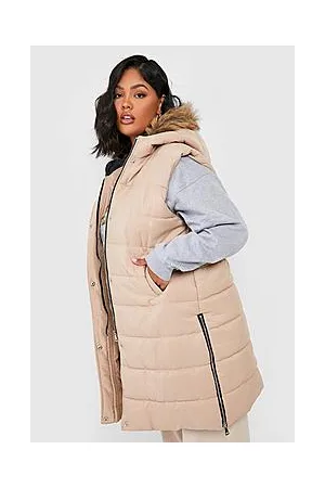 Boohoo Plus Faux Fur Trim Longline Gilet