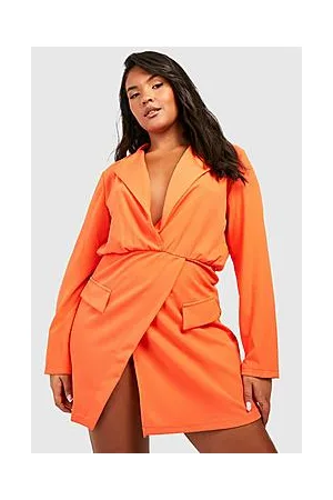 Boohoo Plus Plunge Wrap Blazer Dress