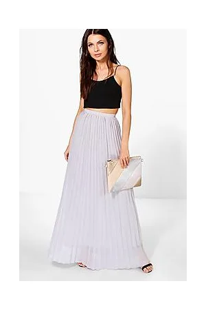 Boohoo Chiffon Pleated Maxi Skirt