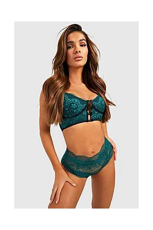 Boohoo Lace Bralet and High Waist Brief Set
