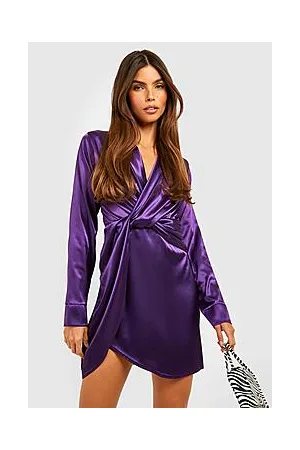 Boohoo Satin Twist Front Dress