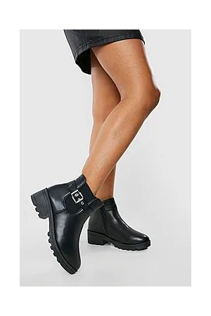 Boohoo Block Heel Side Buckle Chelsea Boots