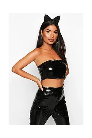 Boohoo Petite Halloween Vinyl Bandeau Crop Top