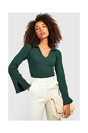 Boohoo Tall Collard Split Sleeve Rib Bodysuit