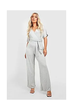 Boohoo Plus Basic Jersey Wrap Jumpsuit