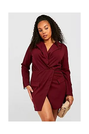 Boohoo Plus Plunge Wrap Blazer Dress