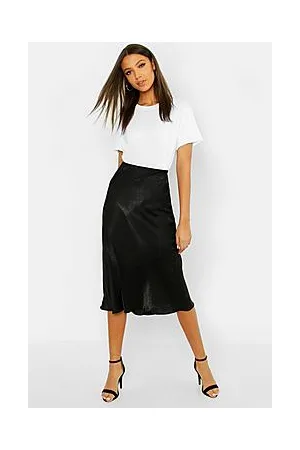 Boohoo Tall Bias Cut Satin Midi Skirt