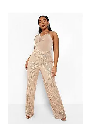 Boohoo Plus Sequin Slim Wide Leg Trouser