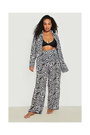 Boohoo Plus Zebra Chiffon Beach Trousers