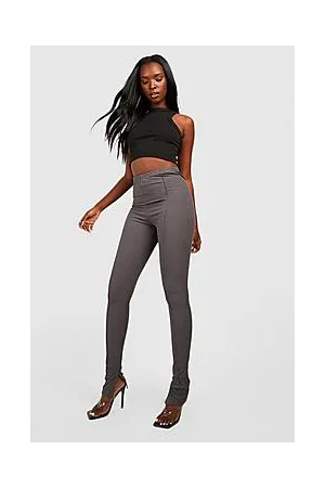 Boohoo Ribbed Split Seam Front Skinny Trousers
