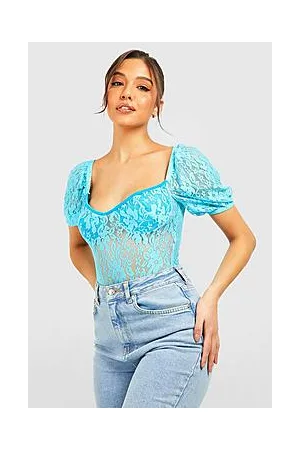 Boohoo Puff Sleeve Lace Bodysuit