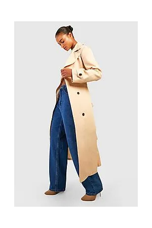 Boohoo Tall Contrast Double Breasted Trench Coat