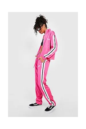Boohoo Tricot Tape Detail Zip Through Tracksuit