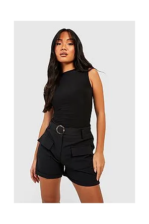 Boohoo Petite Woven Belted Cargo Tailored Shorts