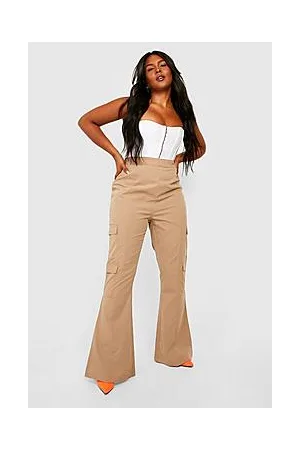 Boohoo Plus Cargo Pocket Side Flared Trousers