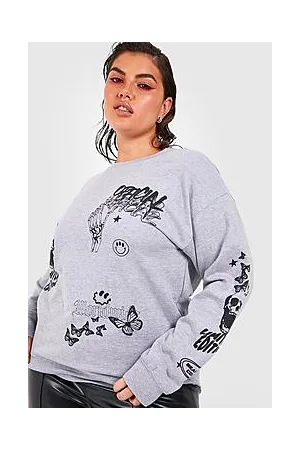 Boohoo Plus Graphic Printed Sweatshirt