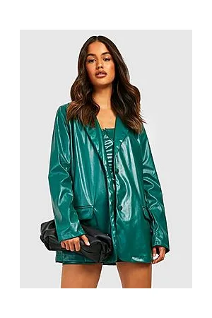 Boohoo Leather Look Longline Tailored Blazer