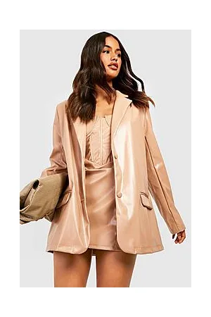 Boohoo Leather Look Longline Tailored Blazer