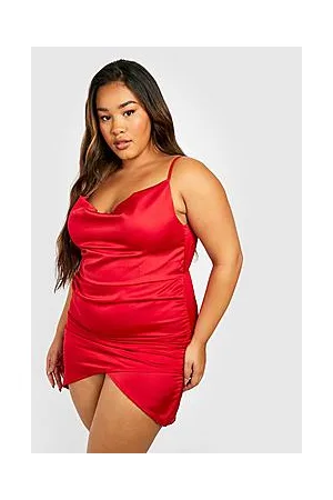 Boohoo Plus Satin Wrap Ruched Mini Dress