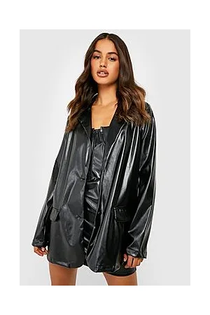 Boohoo Leather Look Longline Tailored Blazer