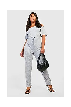 Boohoo Plus Basic Jersey Bardot Jumpsuit