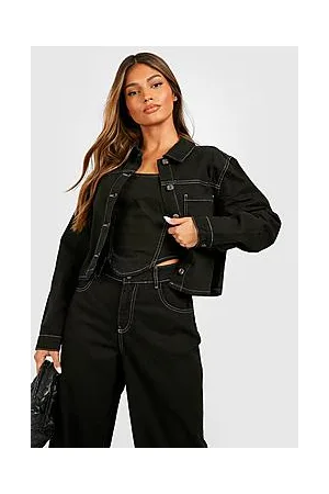 Boohoo Contrast Stitching Boxy Denim Jackets
