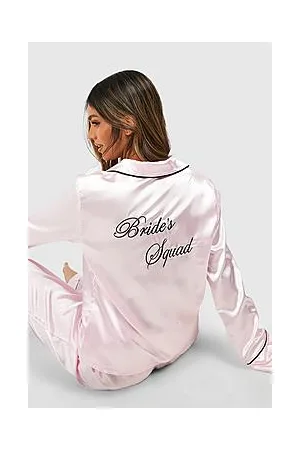 Boohoo Bride Squad Satin PJ Set