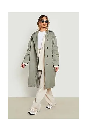 Boohoo Waxed Oversized Trench Coat