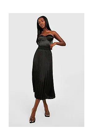 Boohoo Satin Pleated Midaxi Skirt