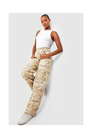 Boohoo Tall Mid Rise Camo Boyfriend Fit Jean