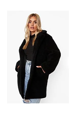 Boohoo Plus Teddy Faux Fur Coat