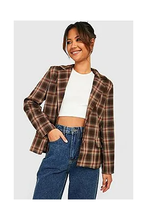 Boohoo Petite Check Single Breasted Blazer