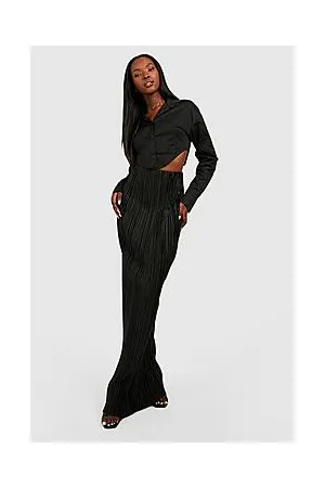 Boohoo Plisse Floor Length Tube Maxi Skirt