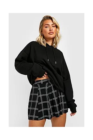 Boohoo Grid Check Pleated Micro Mini Crepe Tennis Skirt