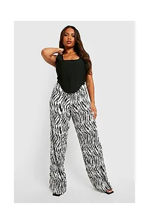 Boohoo Plus Zebra Plisse Wide Leg Trouser Co-ord