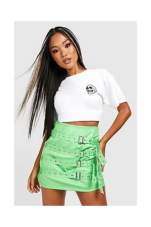 Boohoo Petite Pu Buckle Belt Mini Skirt