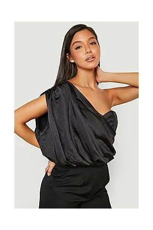 Boohoo Drape One Shoulder Satin Bodysuit