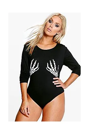 Boohoo Plus Halloween Skeleton Hand Bodysuit