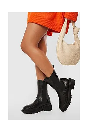 Boohoo Split Sole High Ankle Croc Chelsea Boots