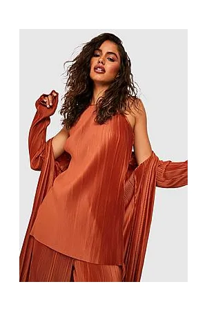 Boohoo Plisse Racer Neck Tunic