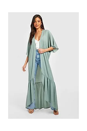 Boohoo Chiffon Maxi Ruffle Hem Kimono