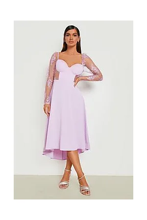 Boohoo Contrast Lace Corset Midi Skater Dress