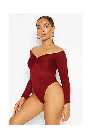 Boohoo Twist Front Off The Shoulder Bodysuit