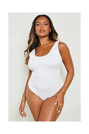 Boohoo Plus Ribbed Scoop Swimsuit