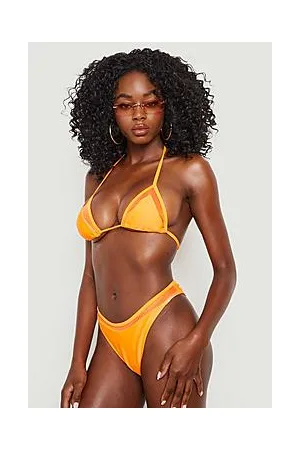 Boohoo Mesh Insert Triangle Hipster Bikini Set