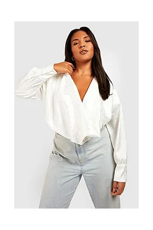 Boohoo Plus Cowl Neck Leopard Satin Bodysuit