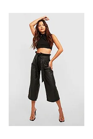 Boohoo Petite Pu Paperbag Waist Culottes