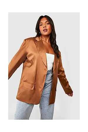 Boohoo Plus Satin Oversized Blazer