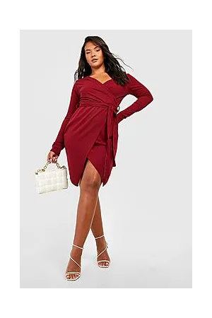 Boohoo Plus Tie Belt Wrap Dress
