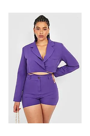 Boohoo Plus Tie Detail Cropped Blazer